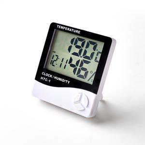 <b>Digital</b> LCD Thermo-Hygrometer Temperature Humidity Monitoring Mural Indoor/Outdoor Electronic Time <b>Clock</b> - Product Image 1