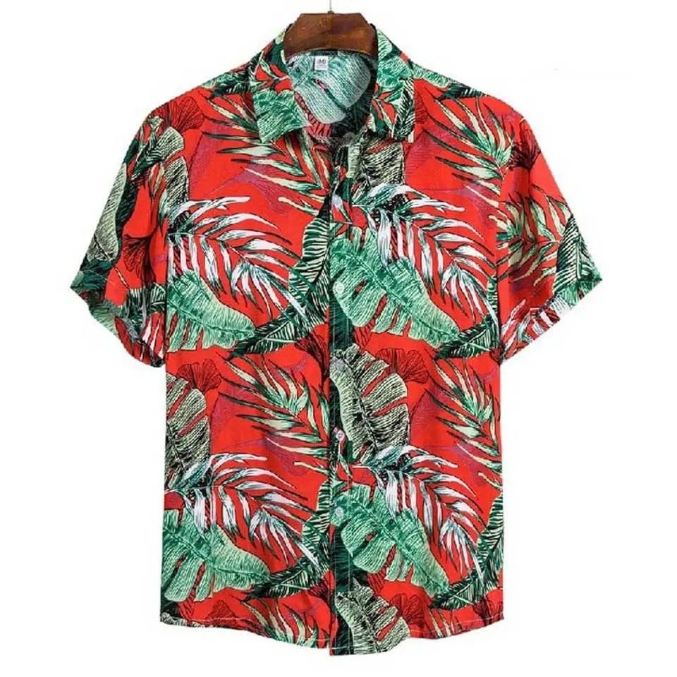 Camicia hawaiana a maniche corte da uomo personalizzata per le vacanze al mare estiva di vendita calda camicia Casual con stampa tropicale abbottonata Aloha