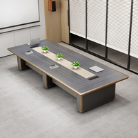 Table de conférence moderne en bois avec panneau micro intégré, démontable et extensible