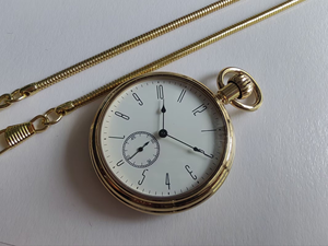 Montre de poche mécanique classique en laiton, cadran rond blanc, boîtier doré, style antique, unisexe - Product Image 5