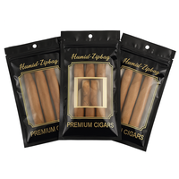 Bolsas de plástico planas con tres sellos laterales a prueba de humedad personalizadas, embalaje de almacenamiento de cigarros resellable, bolsa con cierre de cremallera con orificio para colgar