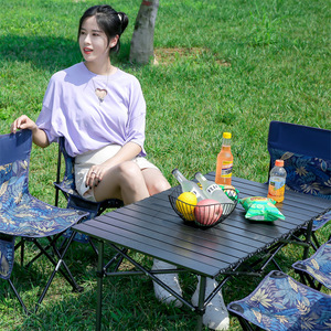 Carbon Steel Folding Egg Roll <b>Table</b> 50x47x50 Cm Rectangular Portable Outdoor Camping <b>Barbecue</b> <b>Table</b> With Side Pocket - Product Image 1