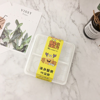 266 Huayi Fabrik Einweg-Kunststoff-PET Weiß-Schwarzer Behälter mit Deckel Quadratische Kuchen- und Dessertbox mit 4 Fächern Verpackungsbox