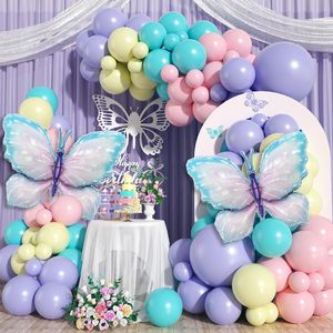 ชุดอุปกรณ์ตกแต่งซุ้มลูกโป่งรูปผีเสื้อ HLC สีม่วงชมพู สำหรับงานแต่งงานธีมผีเสื้อ งานวันเกิดเด็กผู้หญิง - Product Image 1