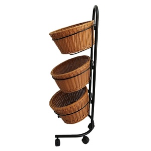 Fruit Basket Huangtu 3 Layer Retro Simple Fruit Tray Supermarket Fruit Tray Tray Rack Storage Basket Snack Plate Cake Wicker Fruit Plate