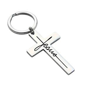 Portachiavi <span class=keywords><strong>Christian</strong></span> portachiavi portachiavi con ciondolo croce crocifisso in acciaio inossidabile per portachiavi portachiavi Punk regalo gioielli - Product Image 3