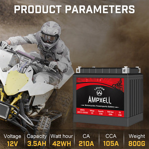 AMPXELL Tpo 148 12V 3.5Ah 45Wh CA210A LFP Battery Pack <b>Light</b> Weight 4 Terminal for Generator Starting Power AMX12-35FQ T - Product Image 2