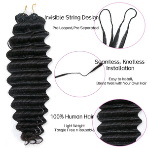 Extensiones de Cabello Tejido a Crochet Marrón Oscuro, Cabello Indio, 60g, Pre-Separadas, 50 Mechones, Nudos Invisibles, Paquete Boho Crochet - Product Image 6