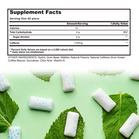 Chewing-gum énergétique à la caféine de haute qualité Service d'emballage de produits en espèces Gomme sans sucre avec une haleine fraîche de plante verte