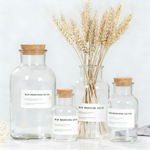 Frascos <span class=keywords><strong>de</strong></span> Vidrio Vintage Transparentes <span class=keywords><strong>de</strong></span> Boca Ancha <span class=keywords><strong>con</strong></span> <span class=keywords><strong>Tapones</strong></span> <span class=keywords><strong>de</strong></span> <span class=keywords><strong>Corcho</strong></span>, 30ml 60ml 125ml 250ml 500ml 1000ml, Serigrafía - Product Image 1