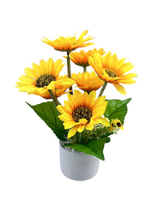 Tournesol Artificiel 7 Têtes Effet Floqué avec Support Intégré et Pot de Fleurs – Idéal pour Mariages, Fêtes, Décoration de Salon et de Bureau - Product Image 4