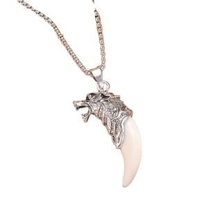 Colliers Vintage tête de <span class=keywords><strong>loup</strong></span> sur dent pour hommes, chaîne en alliage de Zinc, pendentifs hip hop - Product Image 1