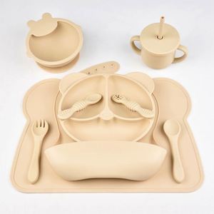 Nuevo Juego de Vajilla Infantil de Silicona con Forma de Animales, Plato, Tenedor, Cuchara, Tazón con Succión, Apto para Lavavajillas - Product Image 1