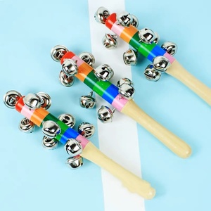 Wholesale Wooden Orff <b>Musical</b> <b>Instrument</b> Hand Shake Bell Stick Bell Rattle Baby Rattles Early Education Music Teaching Aids - Product Image 2