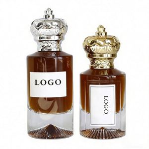 Wholesale Fancy Empty Luxury Amber Glass Perfume Bottles 30ml 50ml 100ml with <b>Silver</b> & Gold <b>Crown</b> Cap - Product Image 1