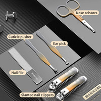 Nouveauté 2024 - Équipement de salon - Kit de pédicure - Nouveau kit de manucure doré dégradé 6 pièces avec étui en cuir