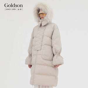 Chaqueta con capucha de piel de mapache 90/10, plumón de pato blanco, diseño creativo con cordón, manga, para invierno - Product Image 2
