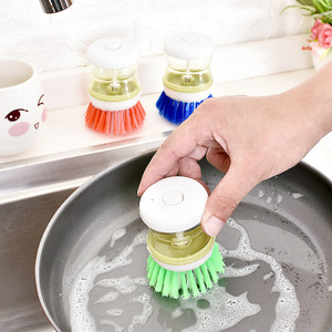 Dishwashing <b>Brush</b> With Liquid Soap Dispenser Nylon Bristles For Pot Cleaning - Product Image 1
