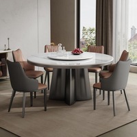 Modernes Luxus-Esstisch-Set mit Marmorplatte, Rund, für 4, 6 oder 8 Personen, Küche, Esszimmer, Metall, Italienisches Design, Drehbar
