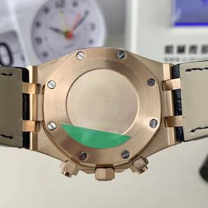 Luxury 18k 26331 Rose Gold Navy Blue Checkered Dial Men's Business Chronograph <b>Mechanical</b> <b>Watch</b> Elegant Leisure Calendar <b>Watch</b> - Product Image 4