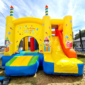 Château gonflable d'anniversaire pour enfants avec toboggan - Product Image 1