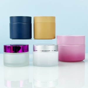 High Quality Face Cream Glass <b>Jar</b> Custom Color 5g 10g 15g 20g 30g 50g 100g <b>Empty</b> Round Silk Screen Body Scrub Cream Glass <b>Jar</b> - Product Image 4