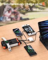 20000mAh Haute Capacité Étanche Solaire Alimenté Chargeur Sans Fil Type-C Entrée 20W Charge Rapide Portable Power Bank pour Montres