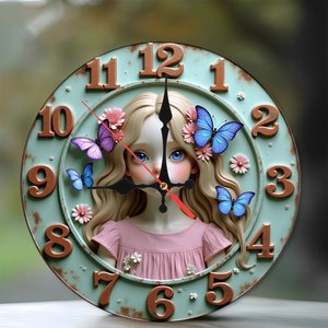 Round Wooden Wall <b>Clock</b> 25x25Cm Natural Beech Wood Silent Home Living Room <b>Bedroom</b> Hanging <b>Clock</b> - Product Image 1