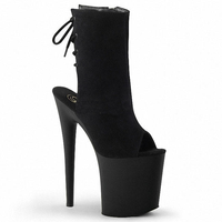 Bottes à talons hauts à plateforme noire à lacets de grande taille pour femmes, de haute qualité, 20 cm, style pole dance, talons hauts sexy à la mode