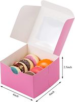 Petite Boulangerie Mini Boîtes À Gâteau Rose Pliable Boîte À Dessert À Emporter Biscuits Emballage En Papier Donut Avec Fenêtres