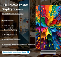 شاشة عرض LED داخلية قابلة للطي بدقة 1080P وتقنية HDR، نحيفة للغاية للإعلانات التجارية، سهلة التركيب، متوفرة بأحجام P1.25 وP1.53 وP1.86 وP2 وP3.91