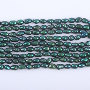 Perlas de Agua Dulce Naturales en Forma de Arroz, Color Verde Pistacho, 18cm 4-5mm, Semiterminadas en Hilo para Collar DIY, Venta al Por Mayor - Product Image 4