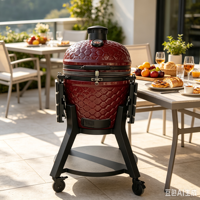 Barbecue au charbon de bois en céramique AUPLEX Premium de 22 pouces avec hauteur réglable, design Kamado écologique pour barbecue en plein air