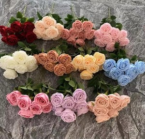 KEWEI-RB001 Bouquet de mariage en promotion, 9 têtes de <span class=keywords><strong>roses</strong></span> en soie, bouquet de fleurs artificielles blanches - Product Image 6