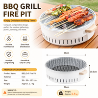 Ensemble de barbecue coréen portable, réchaud à charbon de bois pour la maison et le camping en plein air, faible émission de fumée, 1500-1800g