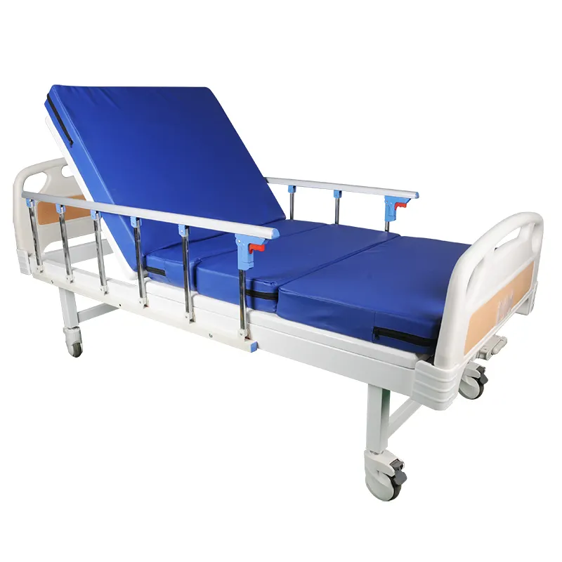 Lit médical réglable à 1 fonction, lit d'hôpital manuel à manivelle unique avec matelas, bon marché