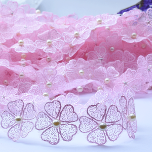 Merletto cucito per abito perlato Organza ricamo fai da te accessori per abiti fatti a mano <span class=keywords><strong>love</strong></span> pizzo a cinque foglie di pizzo con perline - Product Image 2