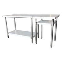 Table de travail de cuisine commerciale en acier inoxydable 201/304 personnalisée avec capacité d'extension modulaire, robuste et finition polie