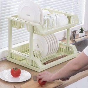 Estante <span class=keywords><strong>de</strong></span> cocina <span class=keywords><strong>de</strong></span> doble capa para secar y almacenar utensilios, platos, tazas, cubiertos y palillos - Product Image 1