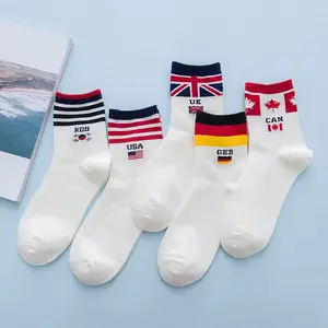 Chaussettes en coton à bas prix en vrac pour unisexe, drapeau américain, Allemagne, Canada