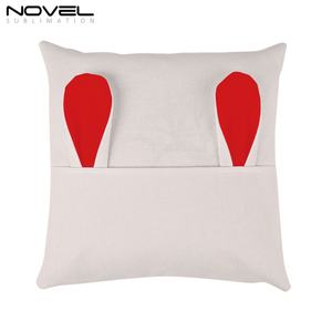 Cadeau de Pâques en gros, coussin avec motif d'oreilles de lapin, coussin à sublimation, housse de coussin personnalisée, oreilles de lapin, taie d'oreiller de poche - Product Image 4