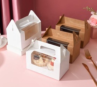 Cajas para Pasteles con Logotipo Personalizado de Alta Calidad al por Mayor, Cajas para Pasteles con Asa, Embalaje para Pasteles de Papel Kraft, Embalaje para Pasteles Blanco Personalizado