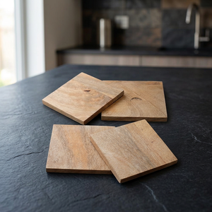 Reusable Solid Wood Square <b>Coaster</b> Set Durable Heat Resistant <b>Drink</b> <b>Coasters</b> for Coffee Tea Dining Table Home Decor - Product Image 1