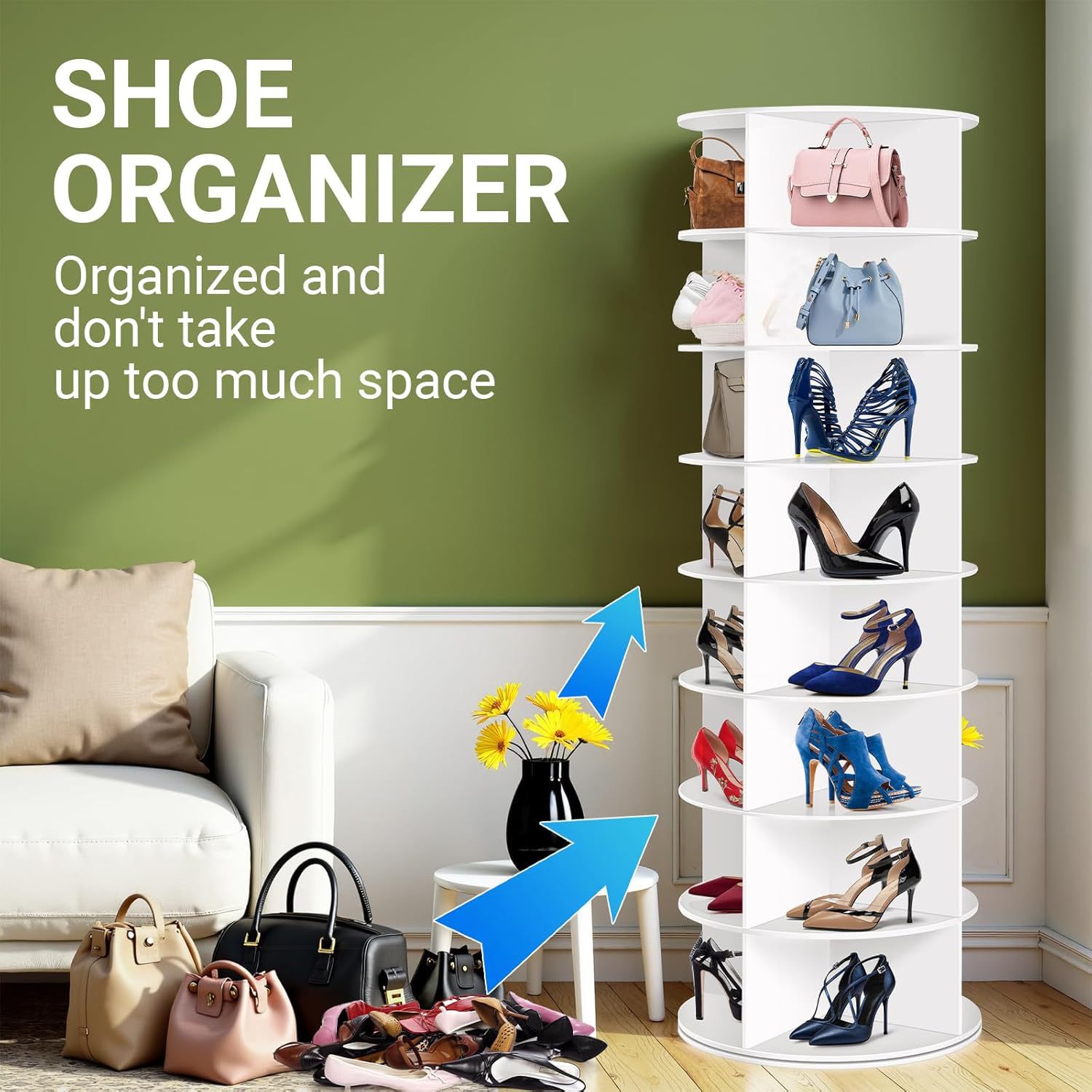 Model A rotating shoe rack, 8 layers (PVC board)