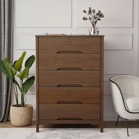 Commode Santafy de luxe moderne en bois massif de caoutchouc à 5 tiroirs, design minimaliste, pour chambre, hôpital, salon, rangement au sol
