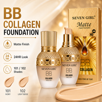 Fond de teint liquide mat au collagène SEVEN GIRL, 24 heures de tenue, imperméable, couvrance totale, crème BB, base de maquillage pour le visage, marque privée