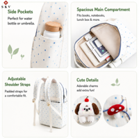 Sac à dos scolaire mignon pour enfants, résistant à l'eau, en polyester, avec breloque en peluche amovible, plusieurs poches pour un usage quotidien