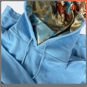 Màu sắc tươi sáng khối đường phố chia hai giai điệu satin Stain lót hoodie với lụa lót - Product Image 1