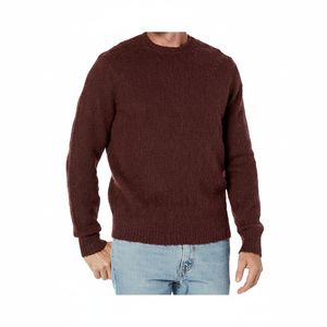 Suéter con capucha y cremallera para hombre, color granate, forrado, manga larga, clásico de invierno, tejido cálido, poliéster/algodón, informal, cómodo y elegante - Product Image 1