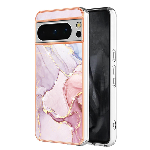 Electroplating Marble Pattern Color Phone Case 2 in 1 TPU PC Protective Phone Cover for Google Pixel 8 Pro 8 7A 6